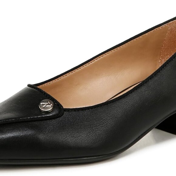 Women’s Pointed Toe Low Block Heel Pumps Size 9 Wide Black Recycled Material - Picture 1 of 9